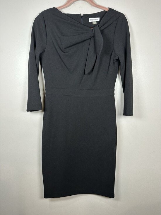 Calvin Klein Dresses & Skirts - Calvin Klein Bow Neck Sleeveless Sheath Dress Size 4 Black Career Work